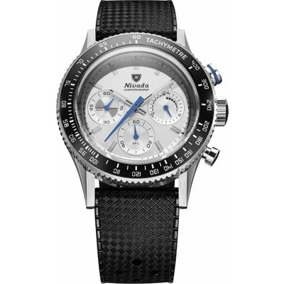 Nivada Grenchen Chronoking Meca Racing Grey - Inter. Bezel - Black Rubber Tropic