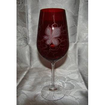 LsG-Crystal Sklenice skleničky optické červené broušené na víno dekor Víno dárkové balení bílý satén RW-392 6 Ks 600 ml