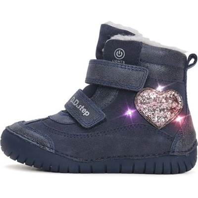 D.D.Step dívčí zimní kožené blikací boty W050-42707E