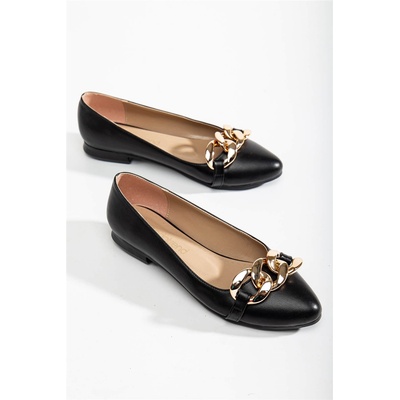 Moda Trend Дамски балерини с метален елемент - Черни #366131 (366131_Черно)