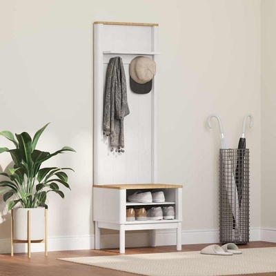 vidaXL Шкаф за коридор с рафт FLORO Бяло 50 x 40 x 158 см Солиден бор (42011246)