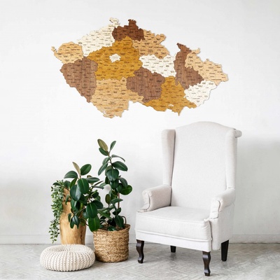 Dřevěná mapa Česká republika (ČR) 236 x 136 cm (okresy)