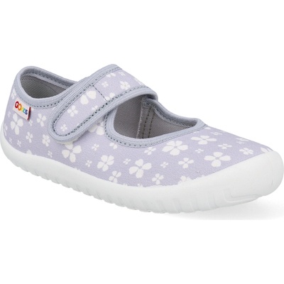 Barefoot detské papuče GoKids kvietky sivé