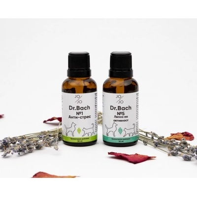 JO & JO Ltd Капки на д-р Бах Комбинация 1 и 5 - ЛИПСА НА АКТИВНОСТ за Домашни Любимци - 2 х 30 мл, България