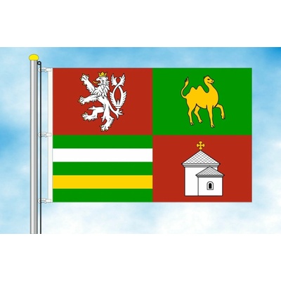 LIBEA, s.r.o. Vlajka Plzeňského kraje Rozměr: 30×45 cm, Uchycení: Karabiny na stožár