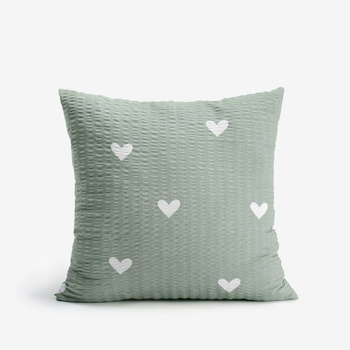 Goldea krep srdiečka na šalviovo zelenom 30 x 50 cm