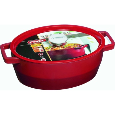 PYREX Slow Cook panvica oválna s vekom červená 29 cm