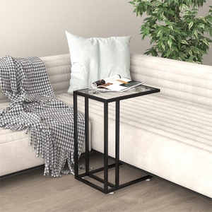 vidaXL Странична маса за компютър прозрачна 50x35x65см закалено стъкло (331649)