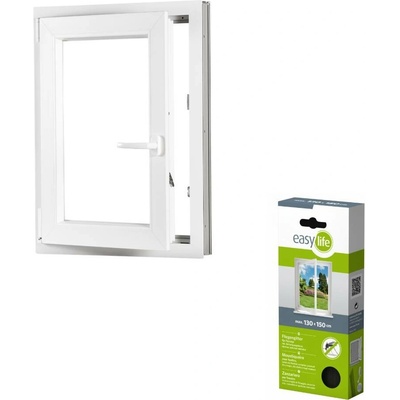 Okna Hned Sada plastové okno 1000 x 1500 mm levé, otevíravé i sklopné, bíle + síť proti hmyzu