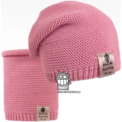 Dráče Čiapka pletená a nákrčník Colors set vzor 04 ružová