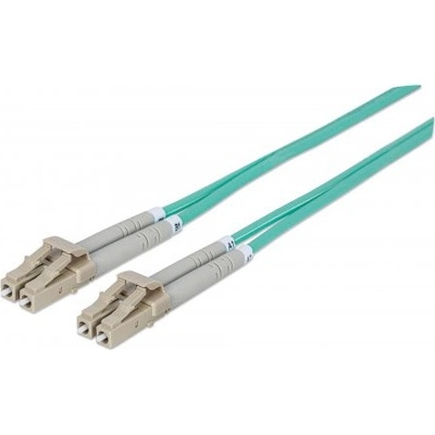 Intellinet 750134 Fiber Optic Patch, Duplex, Multimode, LC/LC, 50/125 µm, OM3, 2m, (7.0 ft.), aqua