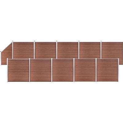 vidaXL Plotová sada WPC 10 čtvercových + 1 šikmý díl 1830x186 cm hnědá