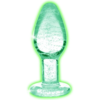 Booty Sparks Glow in the Dark L - стъклена анална тапа (прозрачна)
