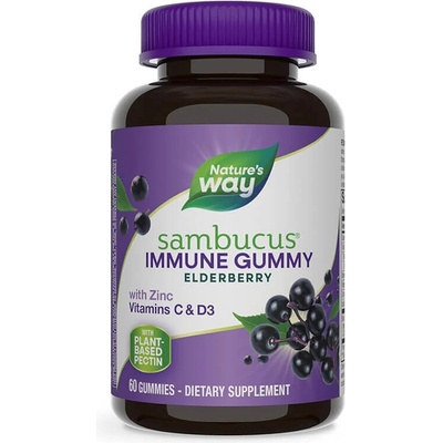 Nature's Way Самбукус за деца с черен бъз, витамин С & цинк - Sambucus Gummies for Kids, 60 желирани таблетки (12285)