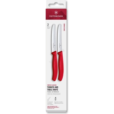 Victorinox - Комплект от 2 кухненски ножа за зеленчуци SWISS CLASSIC, 11 см, червен (GG764)