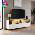 TopMebel Eco TopMebel меламинов ТВ шкаф с RGB LED в бял цвят 180x32x67cm