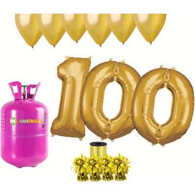 HeliumKing Hélium párty set na 100. narodeniny so zlatými balónmi