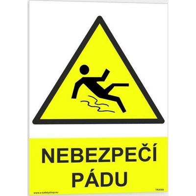 Traiva s.r.o Nebezpečí pádu Verze: Plast 148 x 210 mm (A5) tl. 0.5 mm - Kód: 08010