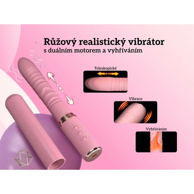 Kvigo Růžový realistický s duálním motorem a vyhříváním