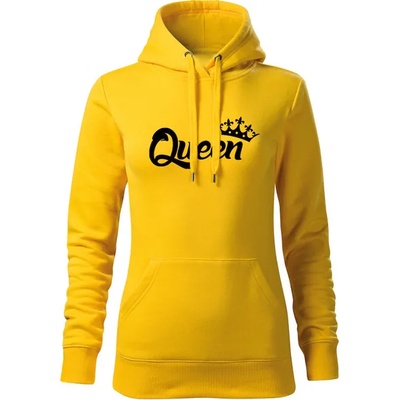 DRAGOWA дамски суитшърт с качулка, Queen, жълт, 320г/м2 (5985)