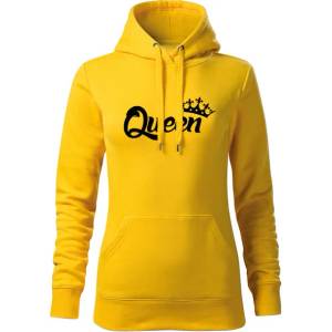 DRAGOWA дамски суитшърт с качулка, Queen, жълт, 320г/м2 (5985)