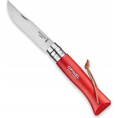 Opinel Colorama 08 inox červený s koženkou