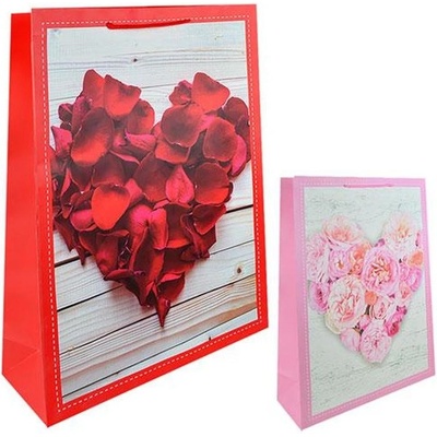 Dárková taška Srdce s lepestků růže 44*32cm