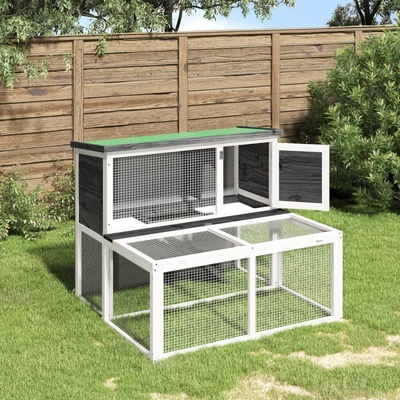 vidaXL Králíkárna šedá 102 x 90 x 84,5 cm masivní borové dřevo