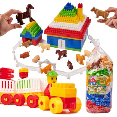 KIK DIPLO 3D stavebné plastové kocky Farm 303ks
