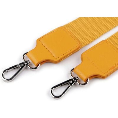 Textilní ucho / popruh na tašku s karabinami šíře 3,8 cm hořčicová 1 ks