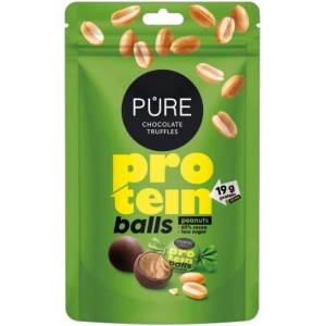 Pure Протеинови трюфели Protein Balls Фъстъци и Тъмен шоколад Плик 91г