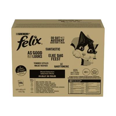 FELIX Fantastic Cat Food - избор от вкусове в желе, 120 x 85 g