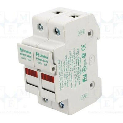 LITTELFUSE LPSC0002ZXID Zásuvka; 10,3x38mm; na přípojnici DIN; 30A; 600V; Póly: 2; bilá