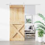 vidaXL Преплъзваща се врата 100 x 210 cm Масивна борова дървесина (3445175)