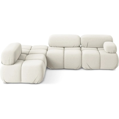 makamii Бял кадифен модулен ъглов диван (ляв ъгъл) Lokua - Makamii (LOKUA_LC_1_P1_C1)