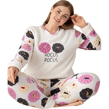 Image 1 of Дамска пухкава макси пижама в бяло с цветя