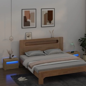 Image 1 of vidaXL Нощни шкафчета, 2 бр, с LED, дъб сонома, 60x35x40 см (3080737)