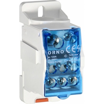 ORNO GROUP Sp. z o.o. Distribučný blok 125A, vstupná svorka 1x16mm2 a 1x35mm2, výstupná svorka 6x16mm2, na DIN