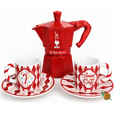 Bialetti Moka Express Candyland 3 šálky + 2 šálky s podšálkami