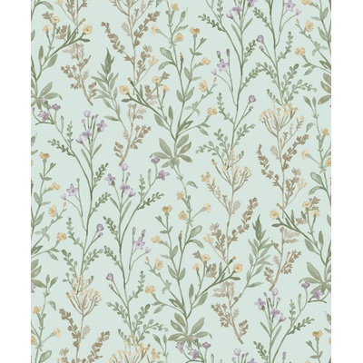 Grandeco PH3206 Vliesová tapeta na stenu, tyrkysová, kvety, rozmery 0,53 x 10,05 m