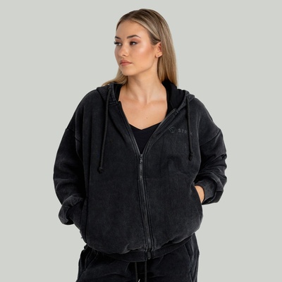 GymBeam STRIX Дамски суичър с цип Washed Black S