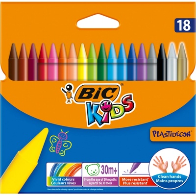 Bic Kids Plastidecor sviečkové pastelky 18 farieb