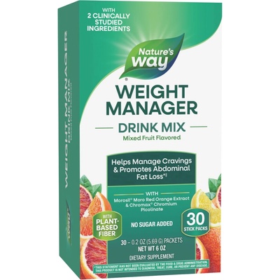 Nature's Way Weight Manager Drink Mix Формула за контрол на теглото, плодов вкус, 30 сашета, Nature's Way (14985)