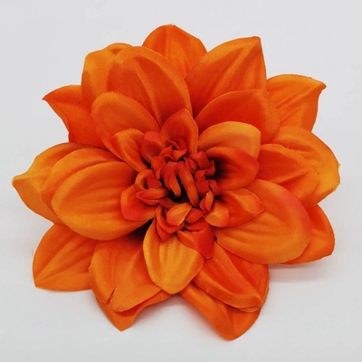 Umělá hlava jiřiny (dahlia) oranžová – ø 14 cm (balení 12 ks)