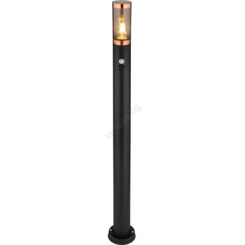 GLOBO 3159BCS-Екстериорна лампа със сензор BOSTON 1xE27/15W/230V IP44 110 см черен/меден (GL7903)