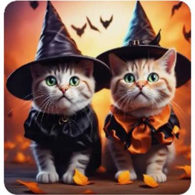Norimpex - Puzzle Diamant painting: Cat Halloween 30x40cm - 1 - 39 piese