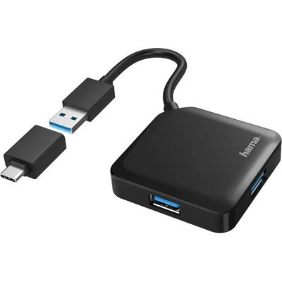 Hub usb 3.2 hama-200116 usb-c адаптер черен 4 портов (hama-200116)