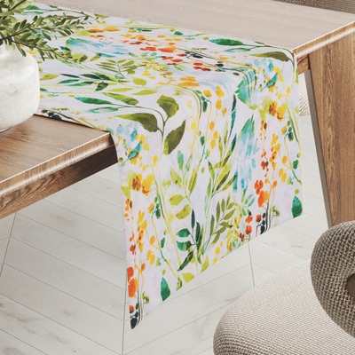 Biante Dekorační běhoun PML-066 Zelené pnoucí lístky na bílém 20x120 cm