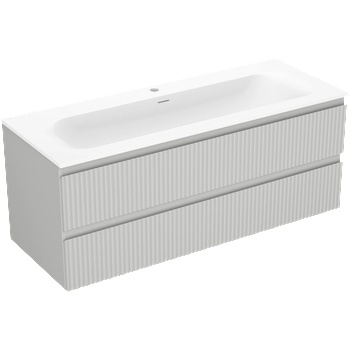 Mexen Rivel шкаф за баня 120 см с мивка Vela, 2 чекмеджета, оребрен, сив мат/бял (91A20-12047-2-BFF62-W23M01)