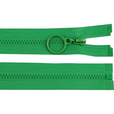 Kostěný zip No 3 délka 60 cm s kroužkem, malé, 243 zelené kapradí